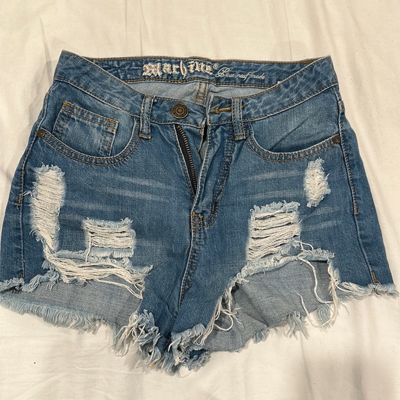 Machine Blue ripped/distressed jean shorts - Picture 1 of 3